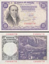 *25 Pesetas Španielsko 1946, P130a UNC - Kliknutím na obrázok zatvorte -